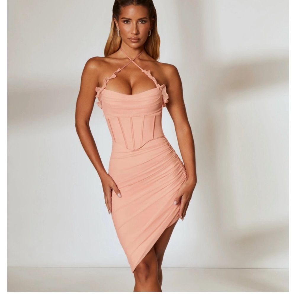 light pink oh polly rushed dress